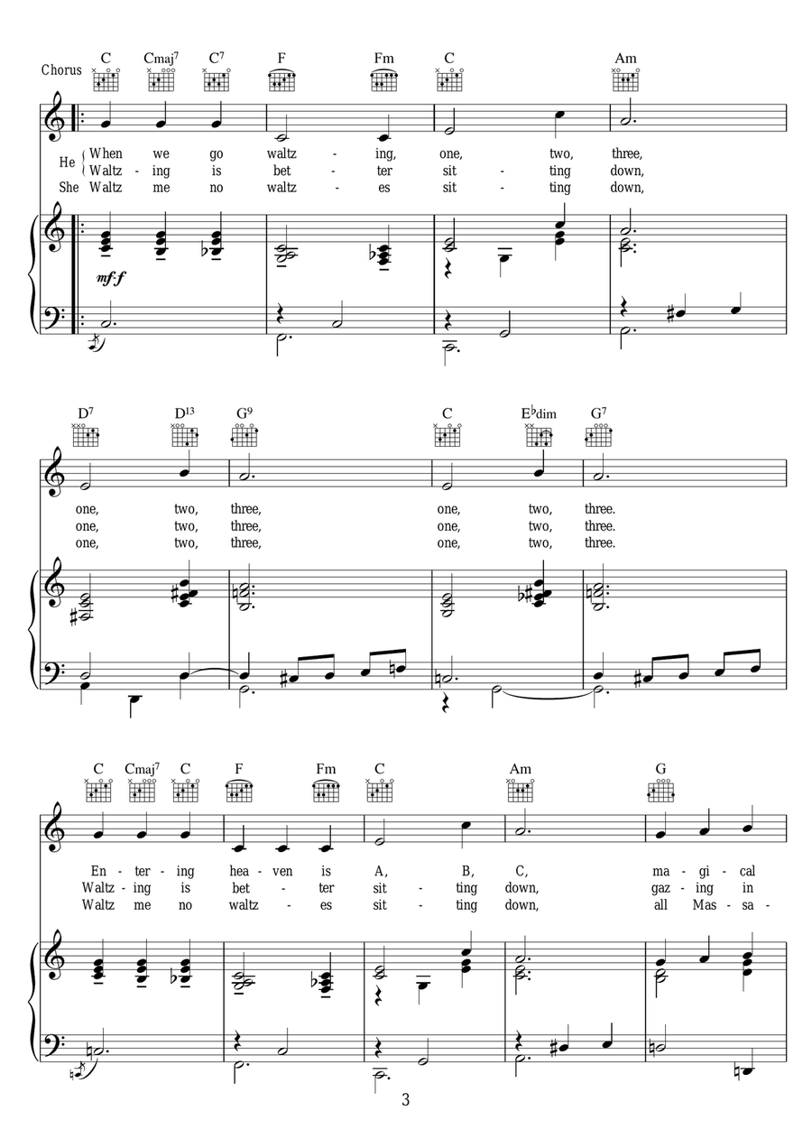One, Two, Three Piano, Vocal scores gallery preview page 3