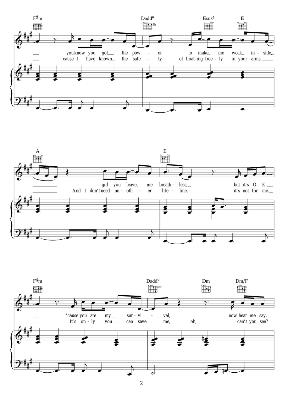 Drowning Drowning Piano, Vocal scores gallery preview page 2