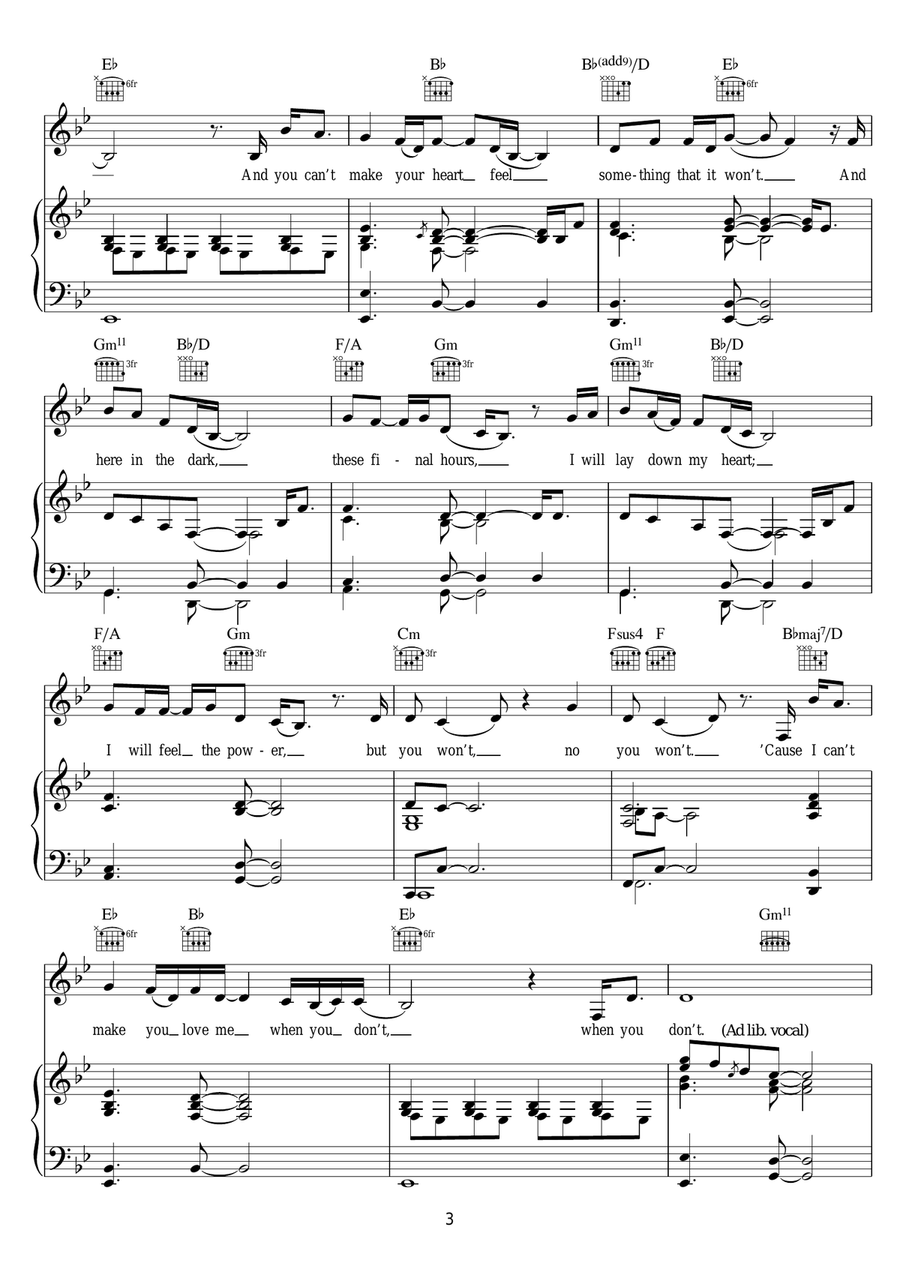 I Can't Make You Love Me I Can't Make You Love Me Piano, Vocal scores gallery preview page 3