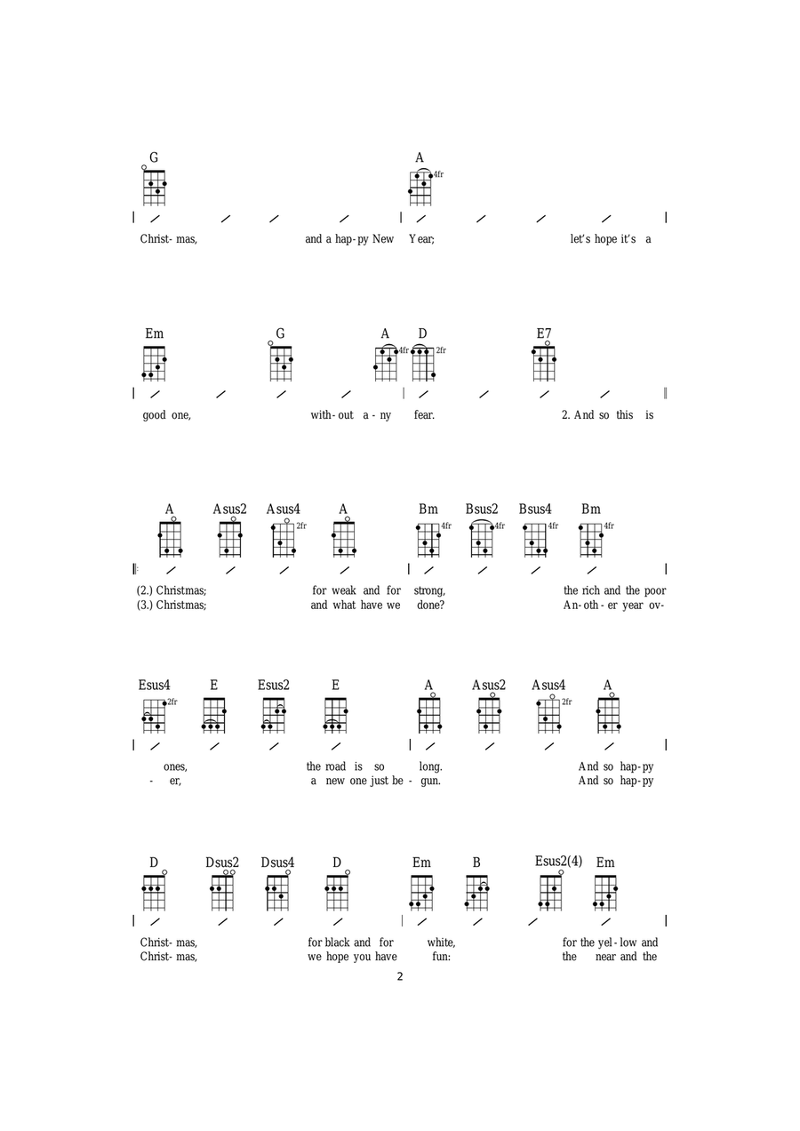 Happy Xmas (War Is Over) Happy Xmas (War Is Over) Ukulele scores gallery preview page 2