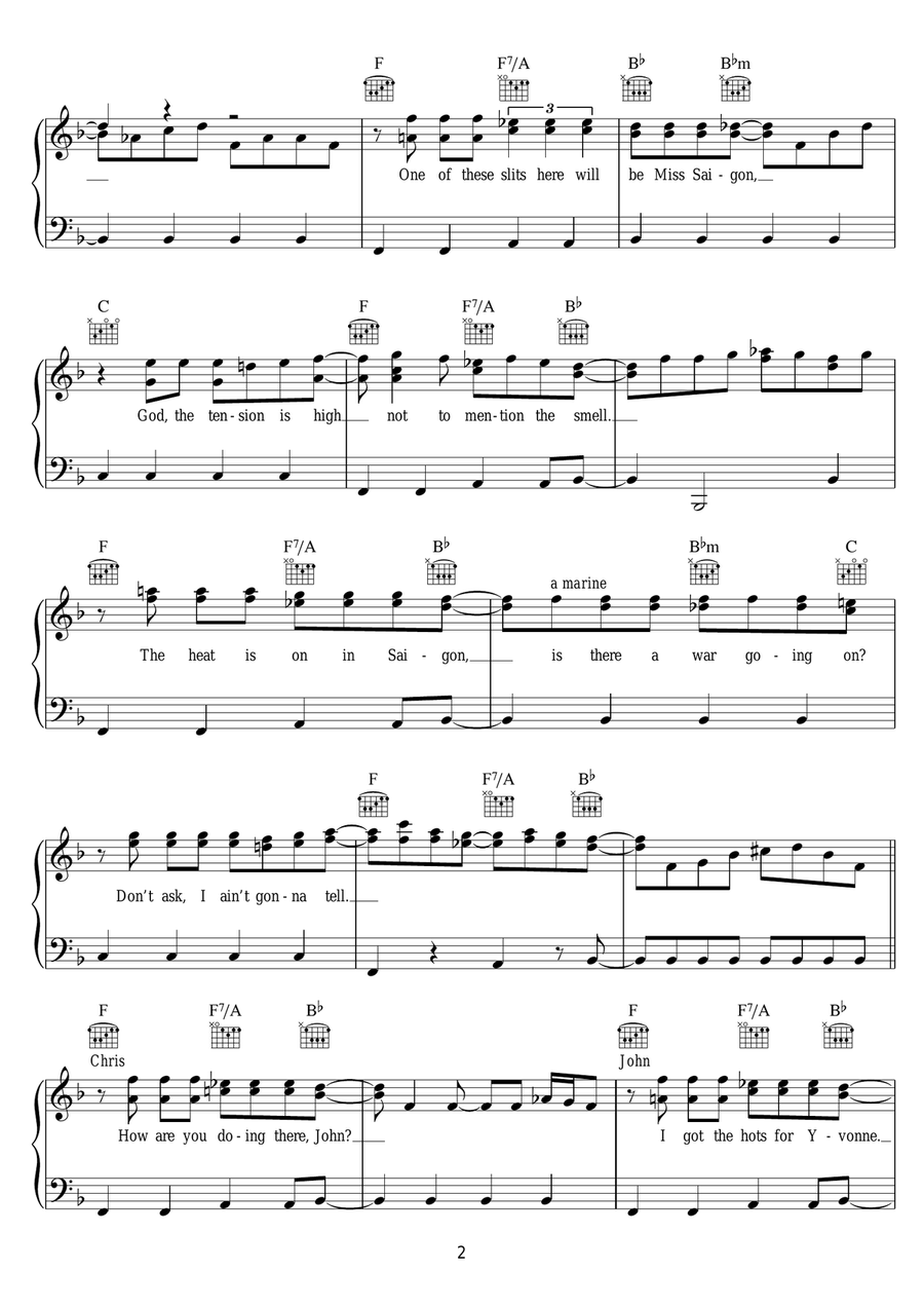 The Heat Is On In Saigon The Heat Is On In Saigon Piano, Vocal scores gallery preview page 2