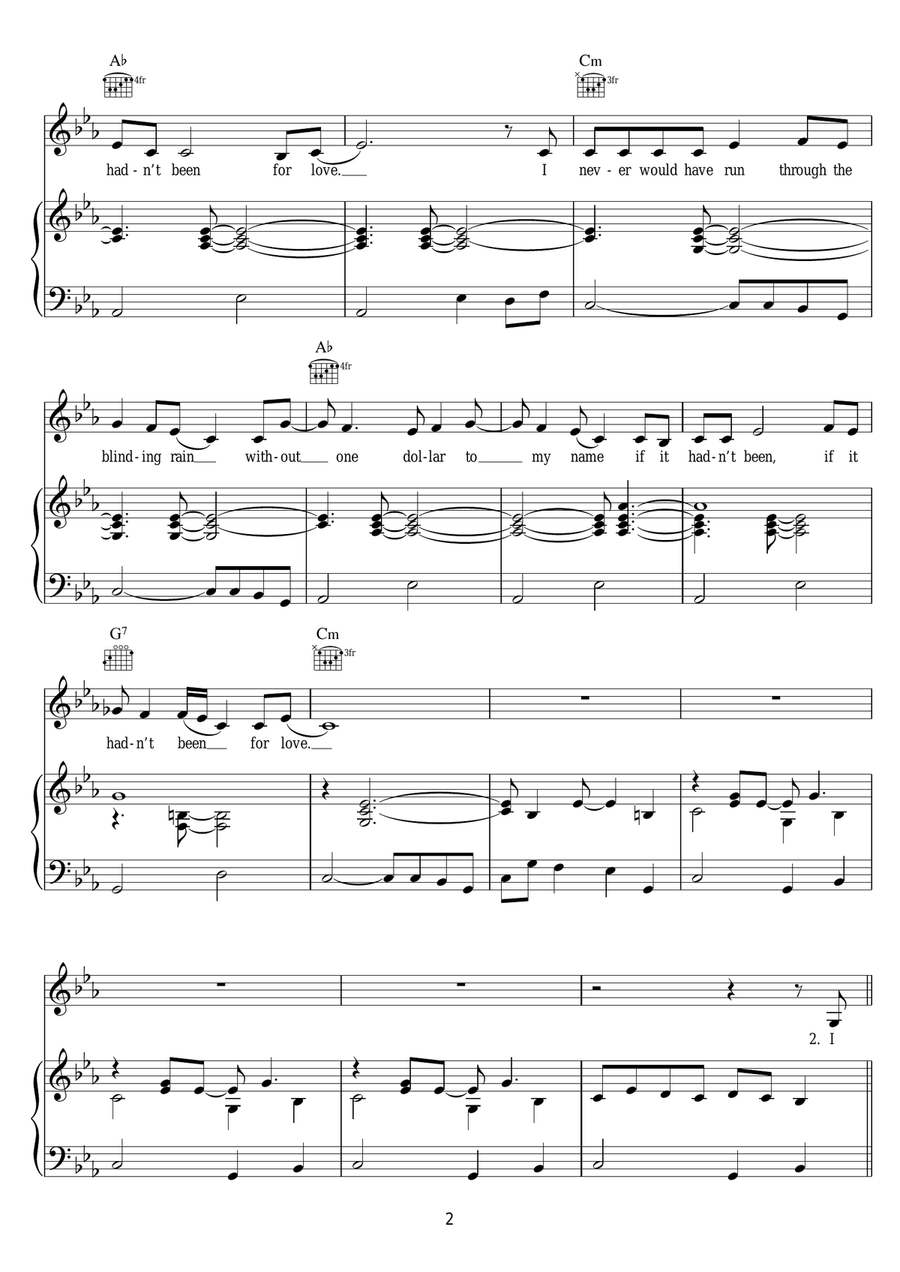 If It Hadn't Been For Love Piano, Vocal scores gallery preview page 2