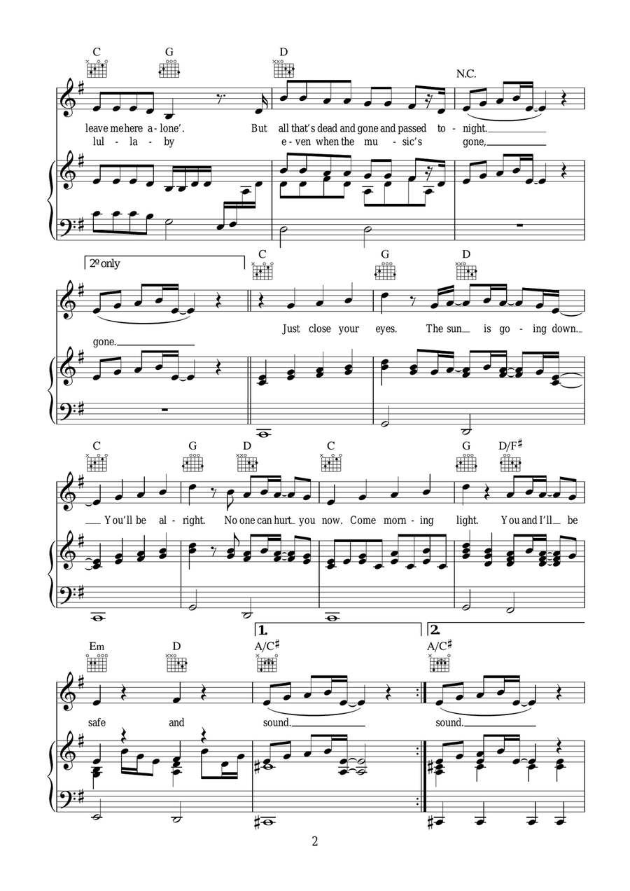 Safe & Sound (feat. The Civil Wars) (from The Hunger Games) Piano, Vocal scores gallery preview page 2