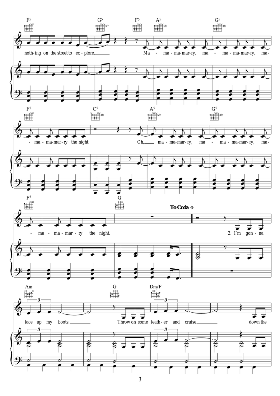 Marry The Night Marry The Night Piano, Vocal scores gallery preview page 3