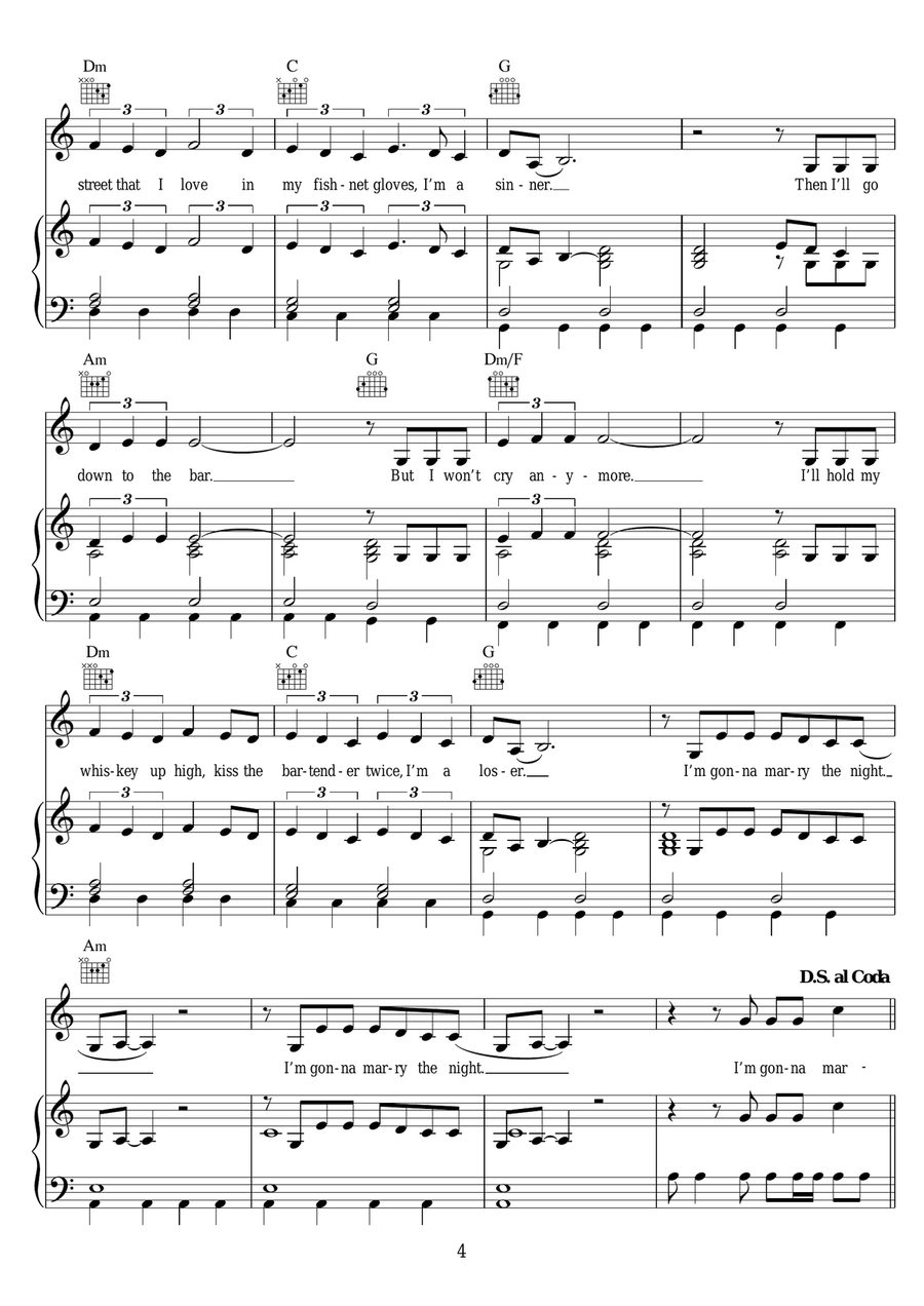 Marry The Night Marry The Night Piano, Vocal scores gallery preview page 4