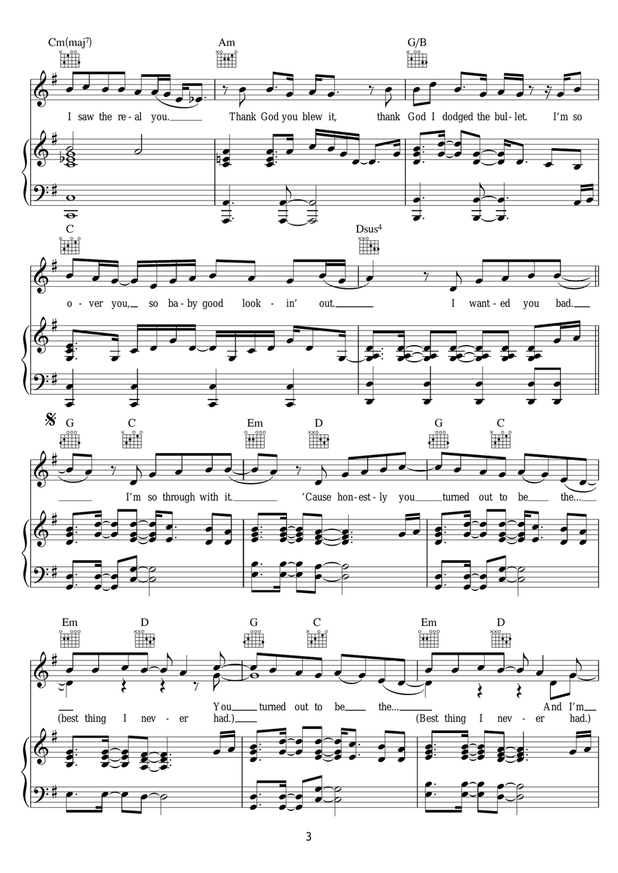 Best Thing I Never Had Best Thing I Never Had Piano, Vocal scores gallery preview page 3