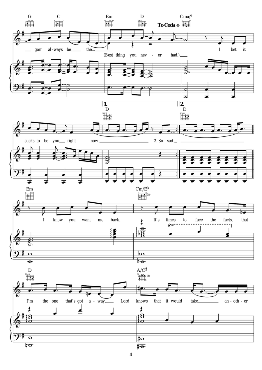 Best Thing I Never Had Best Thing I Never Had Piano, Vocal scores gallery preview page 4