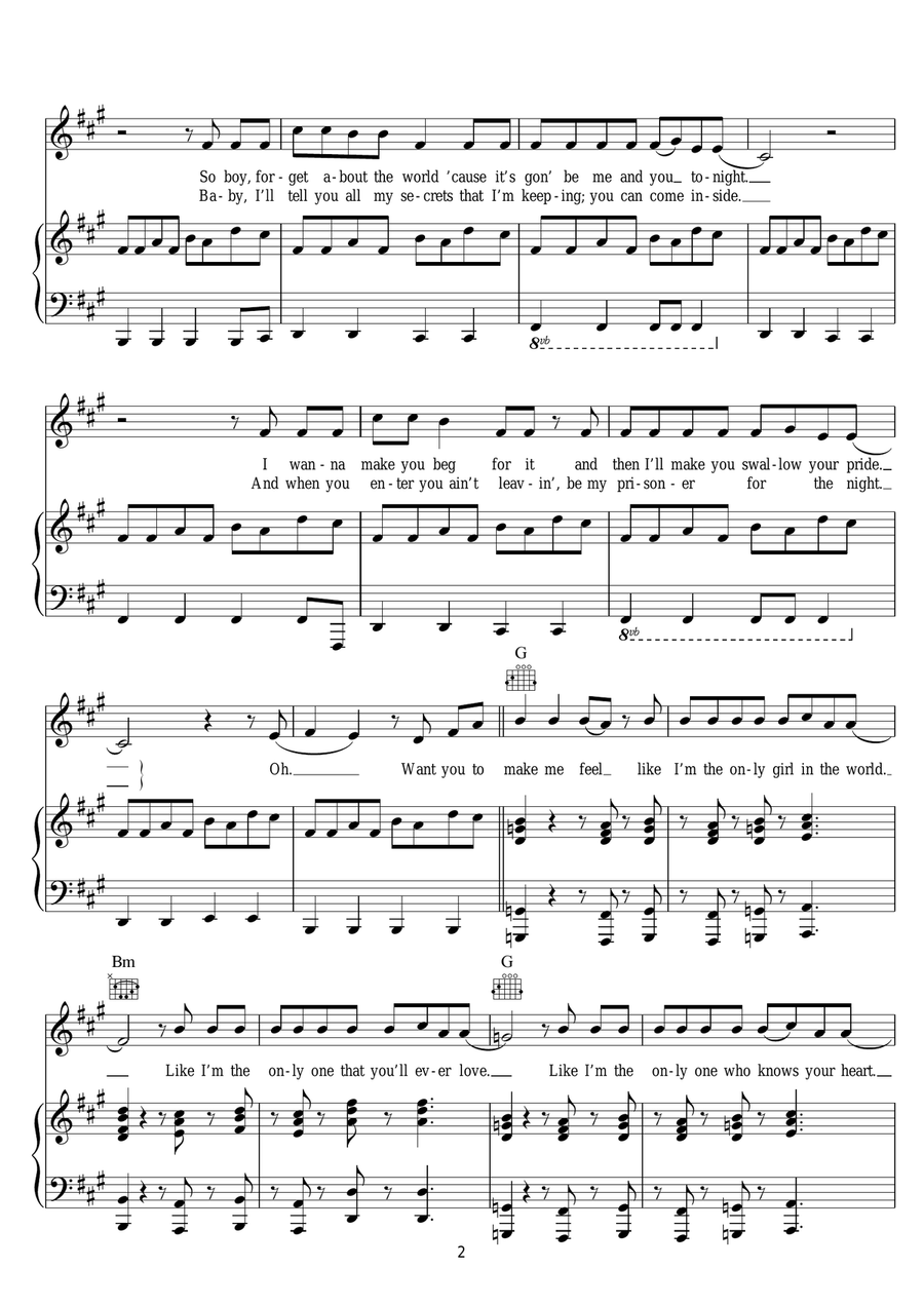 Only Girl (In The World) Only Girl (In The World) Piano, Vocal scores gallery preview page 2