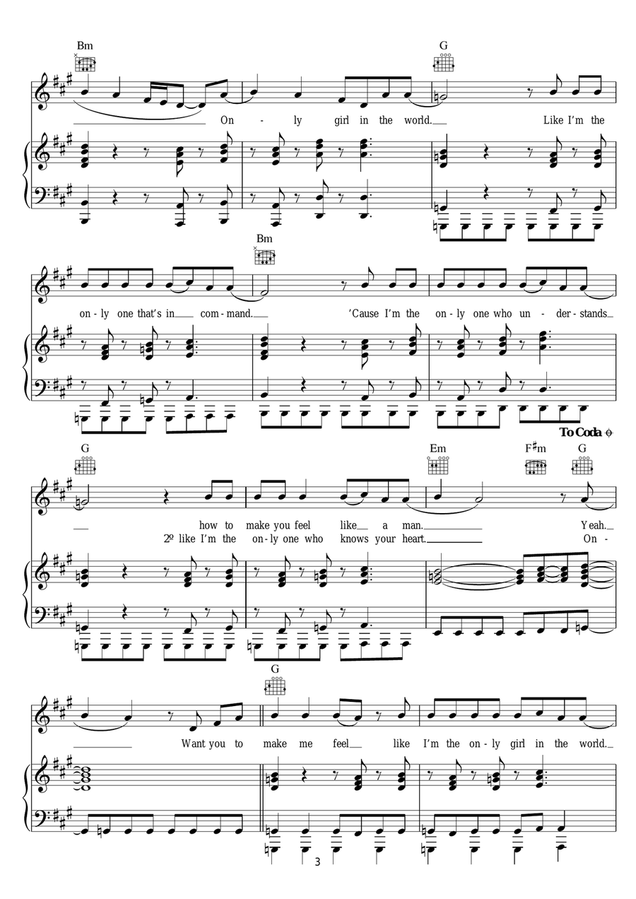 Only Girl (In The World) Only Girl (In The World) Piano, Vocal scores gallery preview page 3