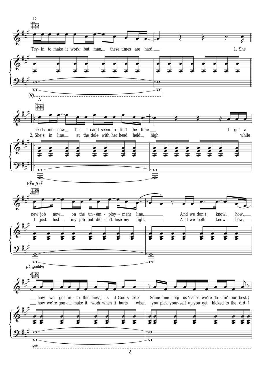 For The First Time For The First Time Piano, Vocal scores gallery preview page 2