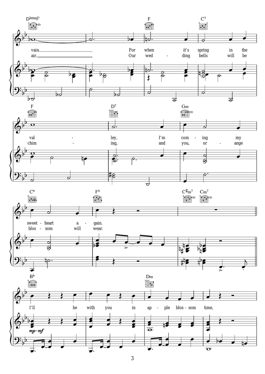 I'll Be With You In Apple Blossom Time Piano, Vocal scores gallery preview page 3