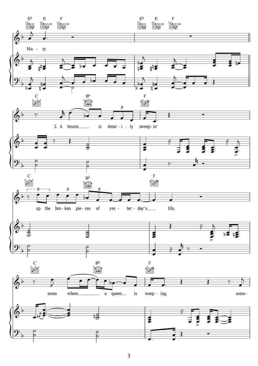 The Wind Cries Mary The Wind Cries Mary Piano, Vocal scores gallery preview page 3