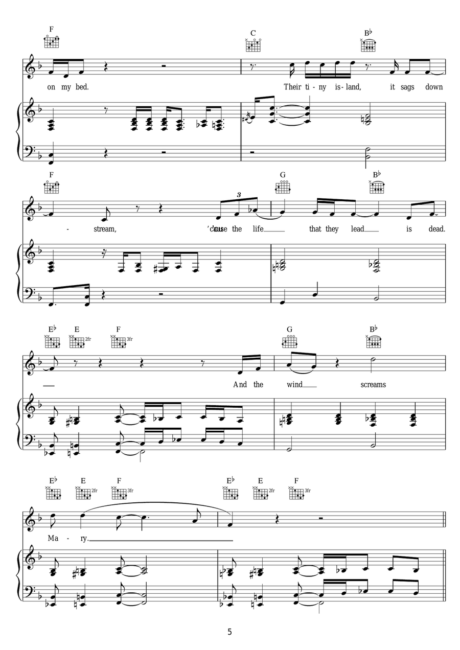 The Wind Cries Mary The Wind Cries Mary Piano, Vocal scores gallery preview page 5