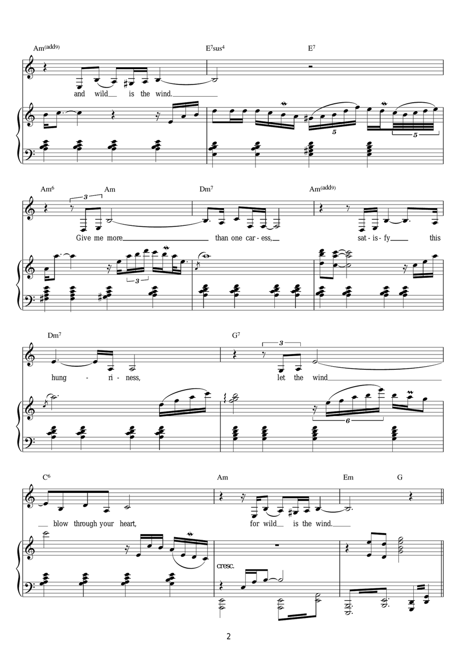 Wild Is The Wind Piano, Vocal scores gallery preview page 2