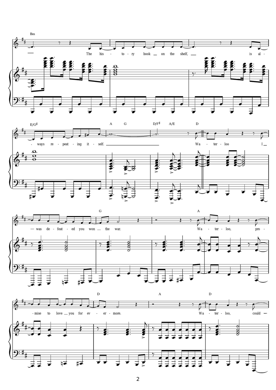 Waterloo Waterloo Piano, Vocal scores gallery preview page 2