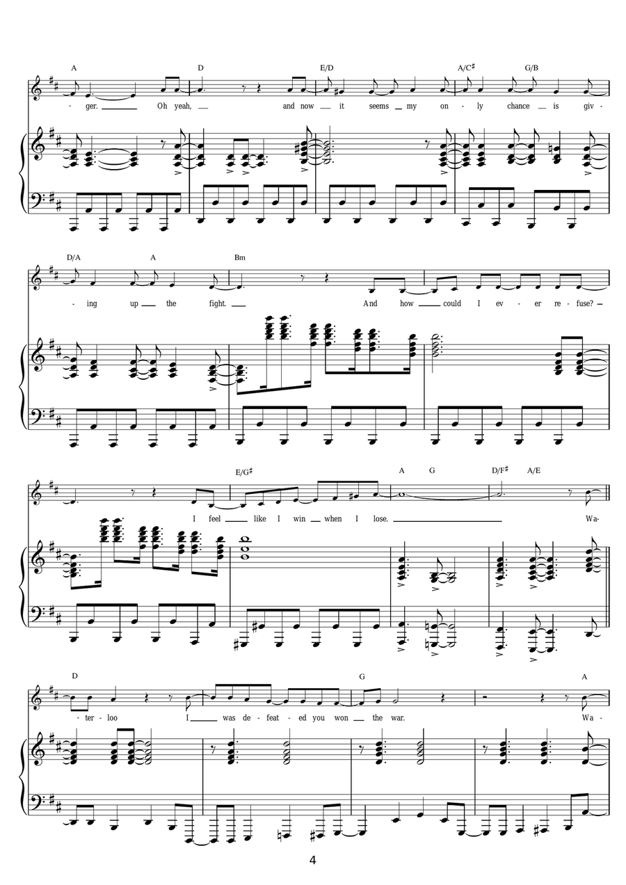 Waterloo Waterloo Piano, Vocal scores gallery preview page 4