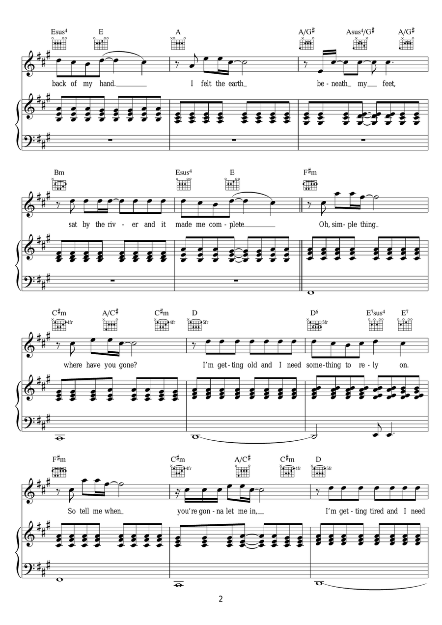 Somewhere Only We Know Piano, Vocal scores gallery preview page 2