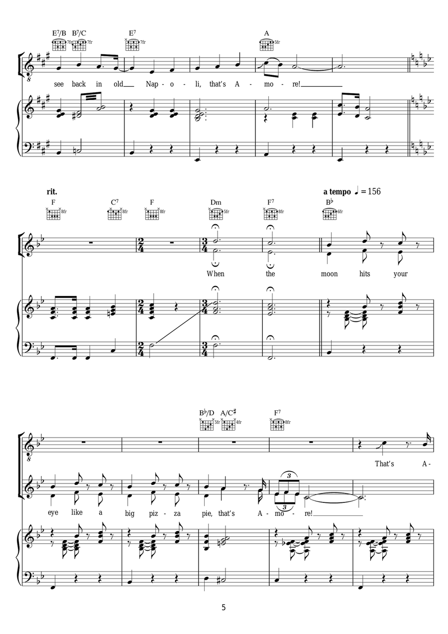 That's Amore (That's Love) Piano, Vocal scores gallery preview page 5