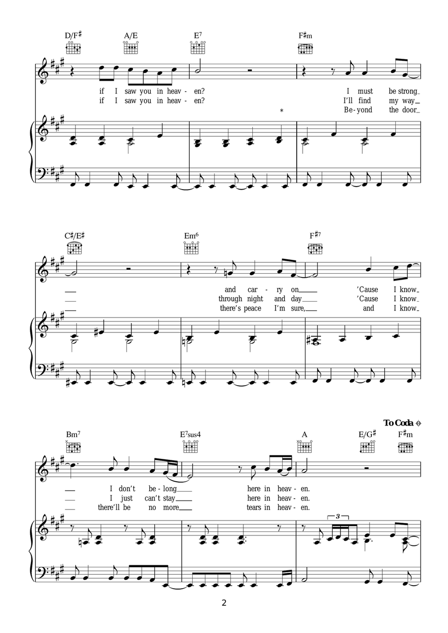 Tears In Heaven Tears In Heaven Piano, Vocal scores gallery preview page 2