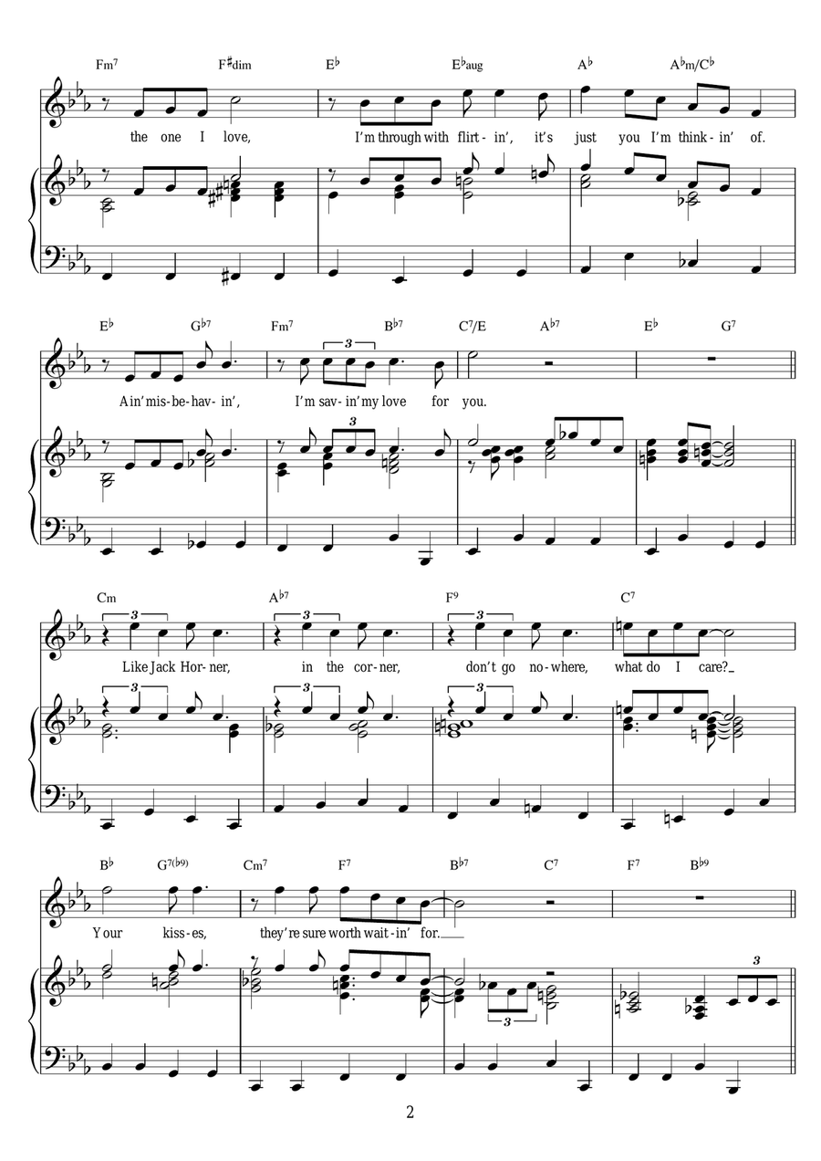 Ain't Misbehavin' Piano, Vocal scores gallery preview page 2