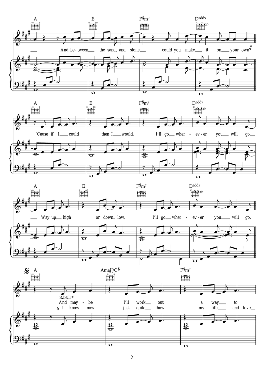 Wherever You Will Go Wherever You Will Go Piano, Vocal scores gallery preview page 2