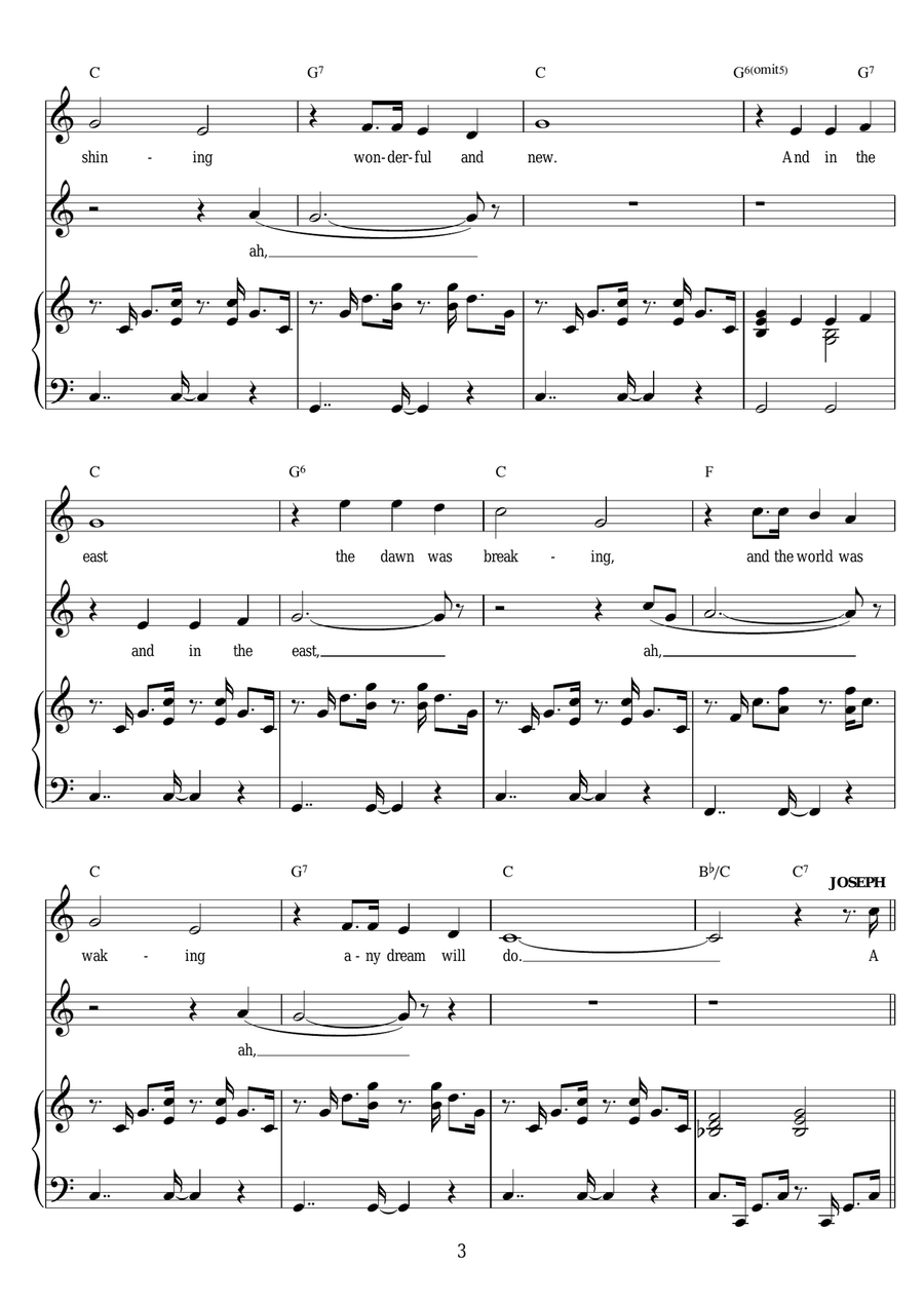 Any Dream Will Do (from Joseph And The Amazing Technicolor Dreamcoat) Piano, Vocal scores gallery preview page 3