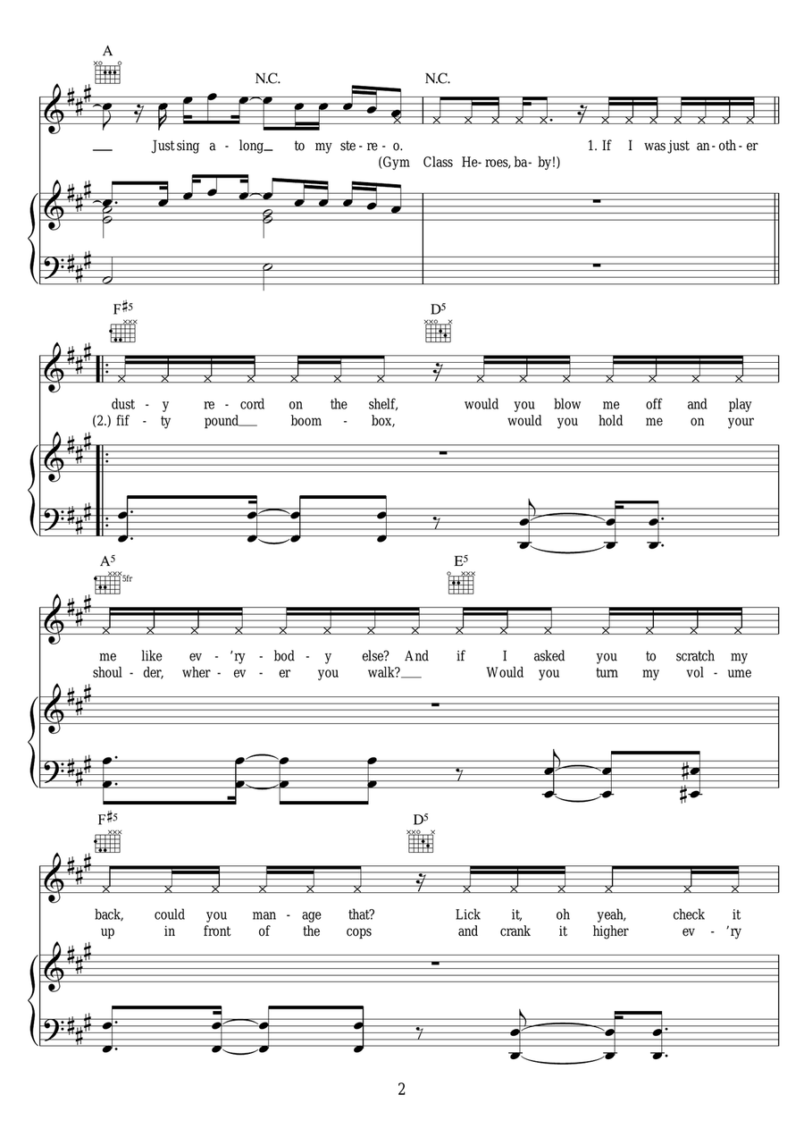 Stereo Hearts (feat. Adam Levine) Piano, Vocal scores gallery preview page 2