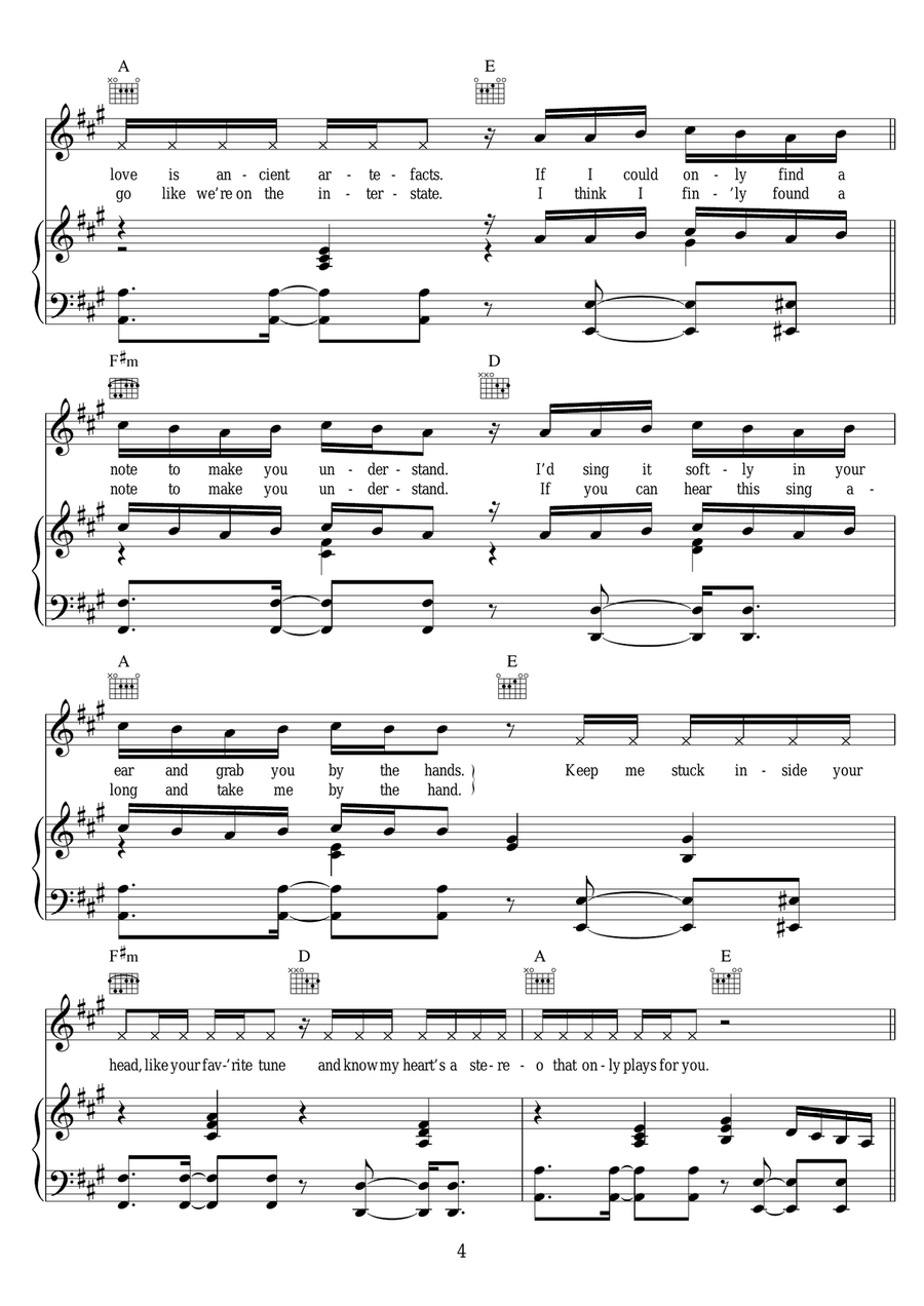 Stereo Hearts (feat. Adam Levine) Piano, Vocal scores gallery preview page 4