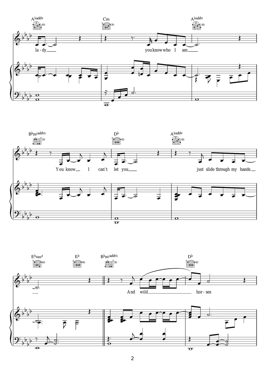 Wild Horses Wild Horses Piano, Vocal scores gallery preview page 2