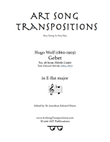 WOLF: Gebet (transposed to E-flat major)
