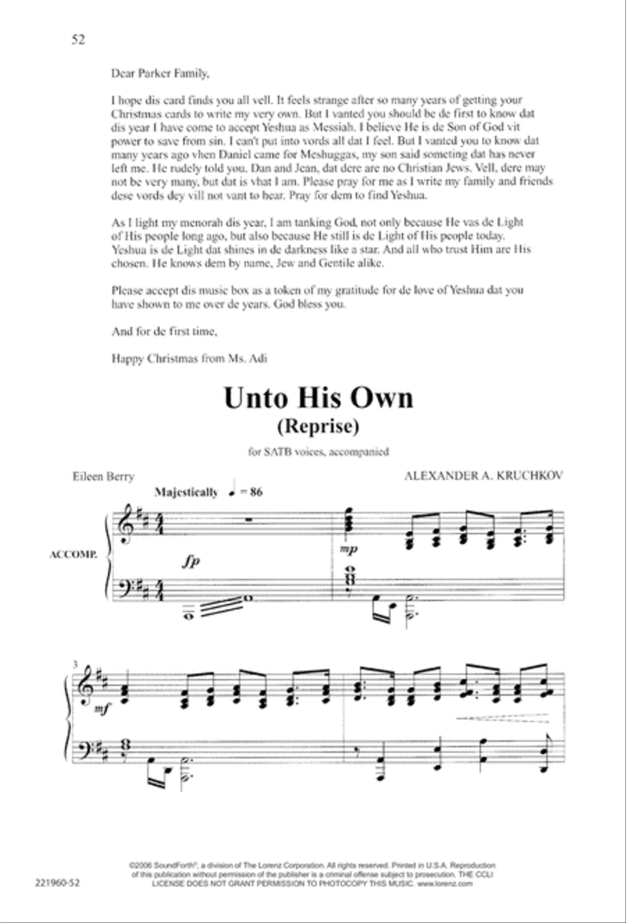 Unto His Own (Digital Download) 4-Part scores gallery preview page 56