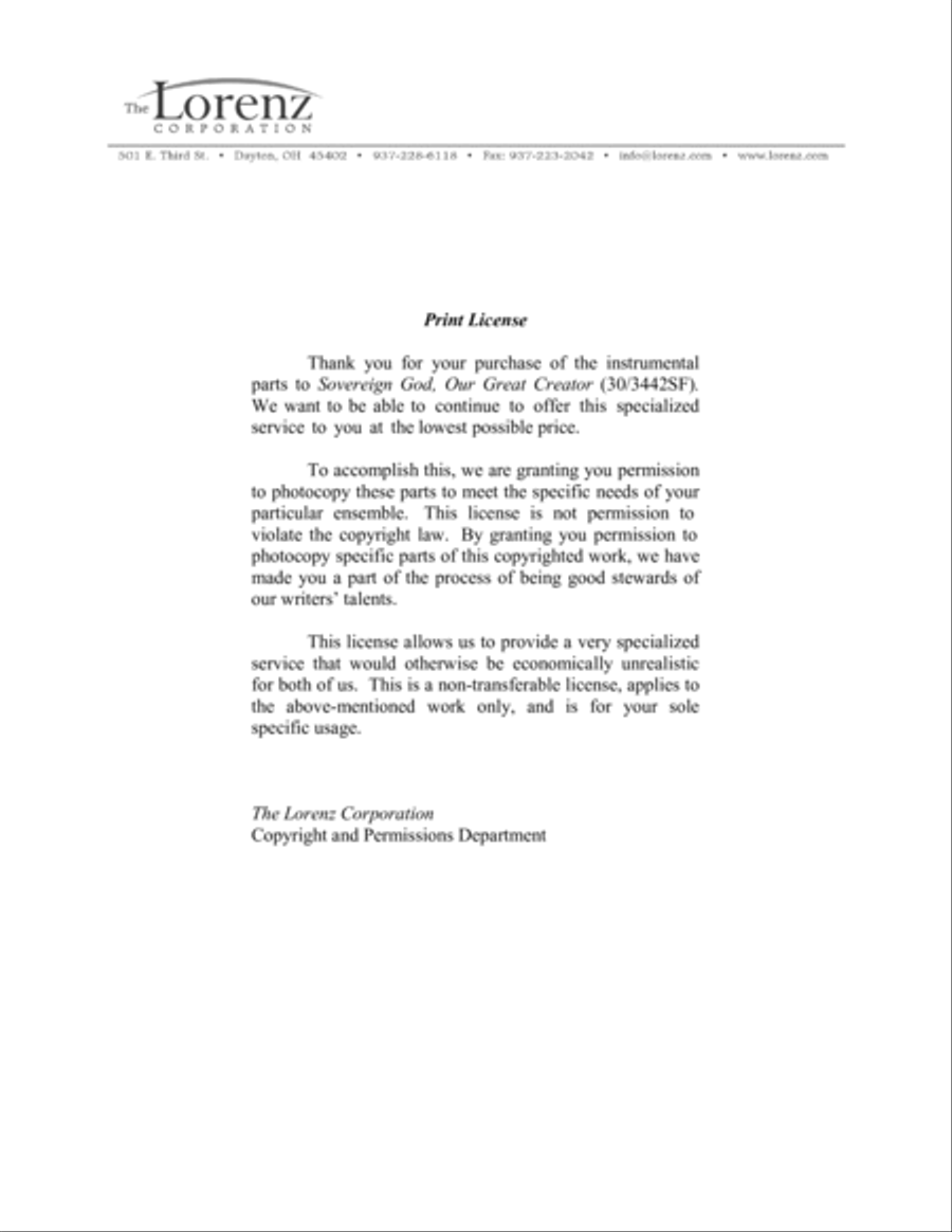Sovereign God, Our Great Creator - Parts for Violin and Cello Cello scores gallery preview page 1