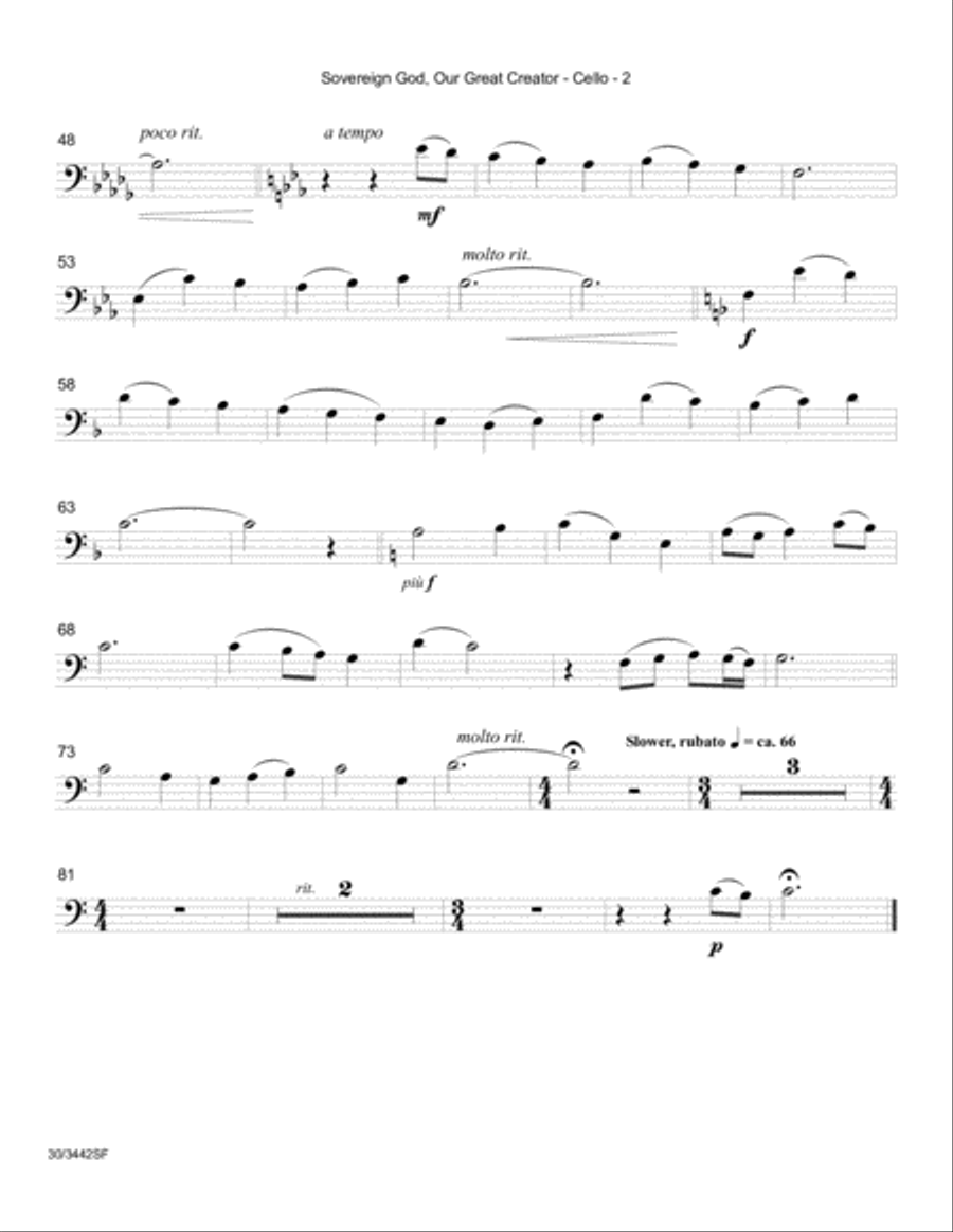 Sovereign God, Our Great Creator - Parts for Violin and Cello Cello scores gallery preview page 3