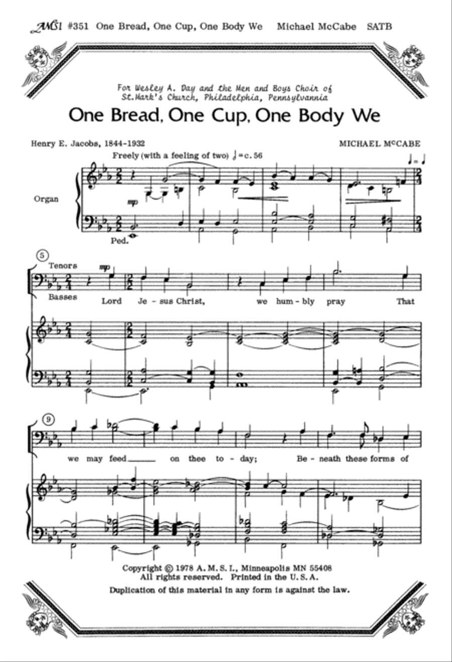 One Bread, One Cup, One Body (Digital Download) 4-Part scores gallery preview page 1