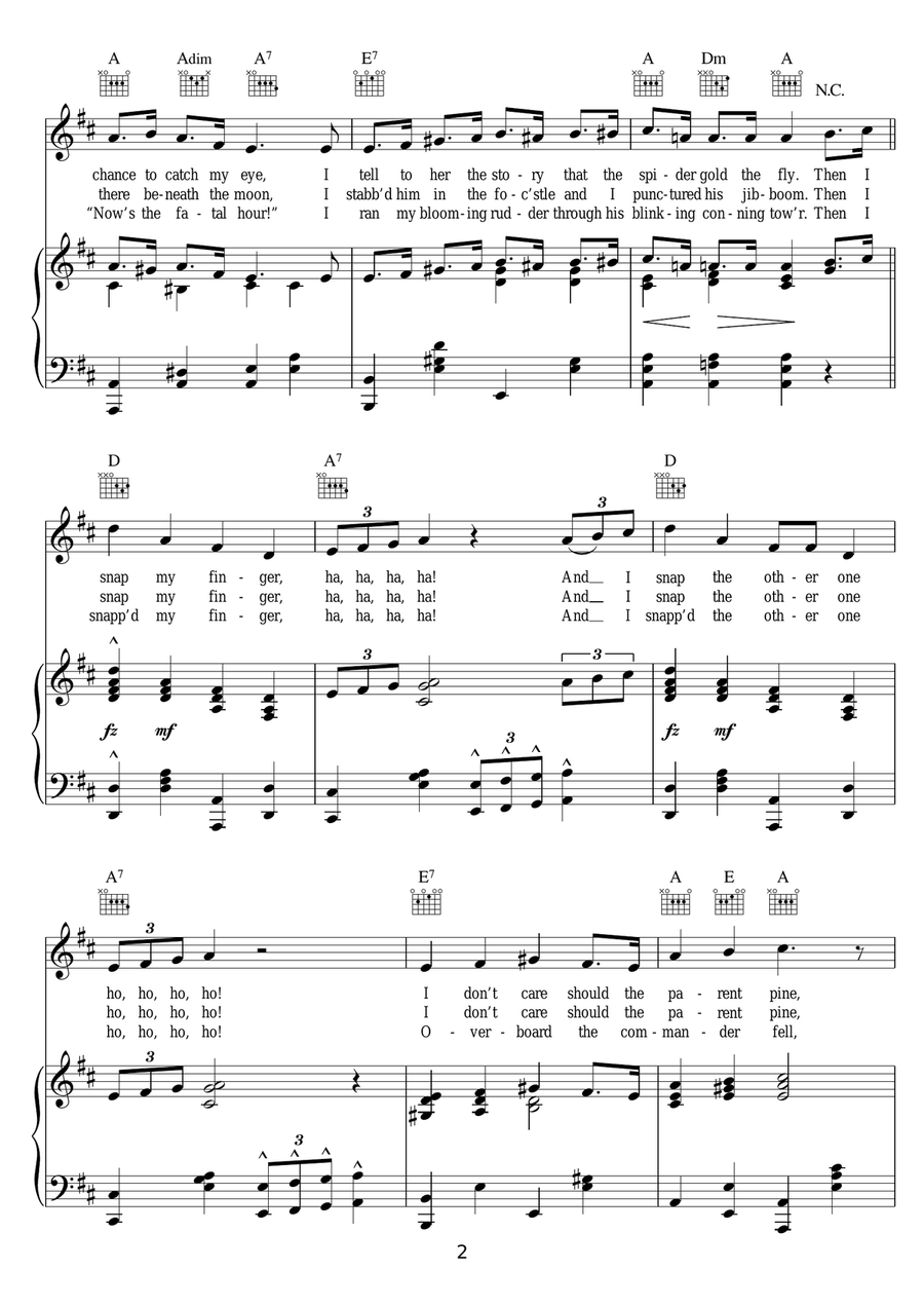 On The Good Ship Yacki Hicki Doo La Piano, Vocal scores gallery preview page 2