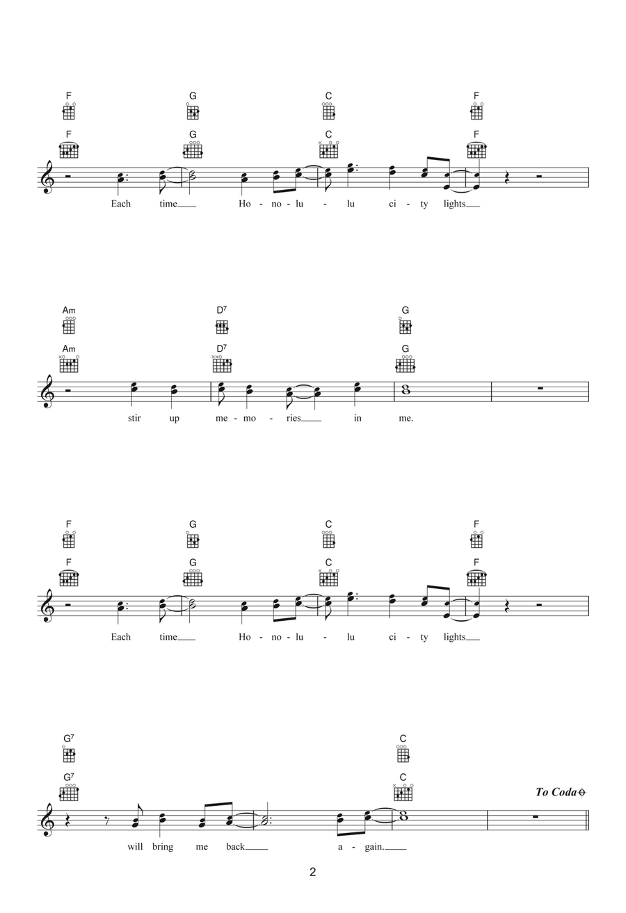 Honolulu City Lights Honolulu City Lights Ukulele scores gallery preview page 2