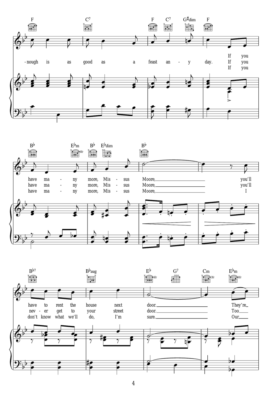 Don't Have Any More Missus Moore Piano, Vocal scores gallery preview page 4