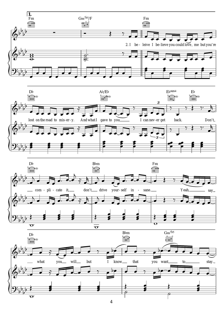 I Know You (from 'Fifty Shades Of Grey') Piano, Vocal scores gallery preview page 4