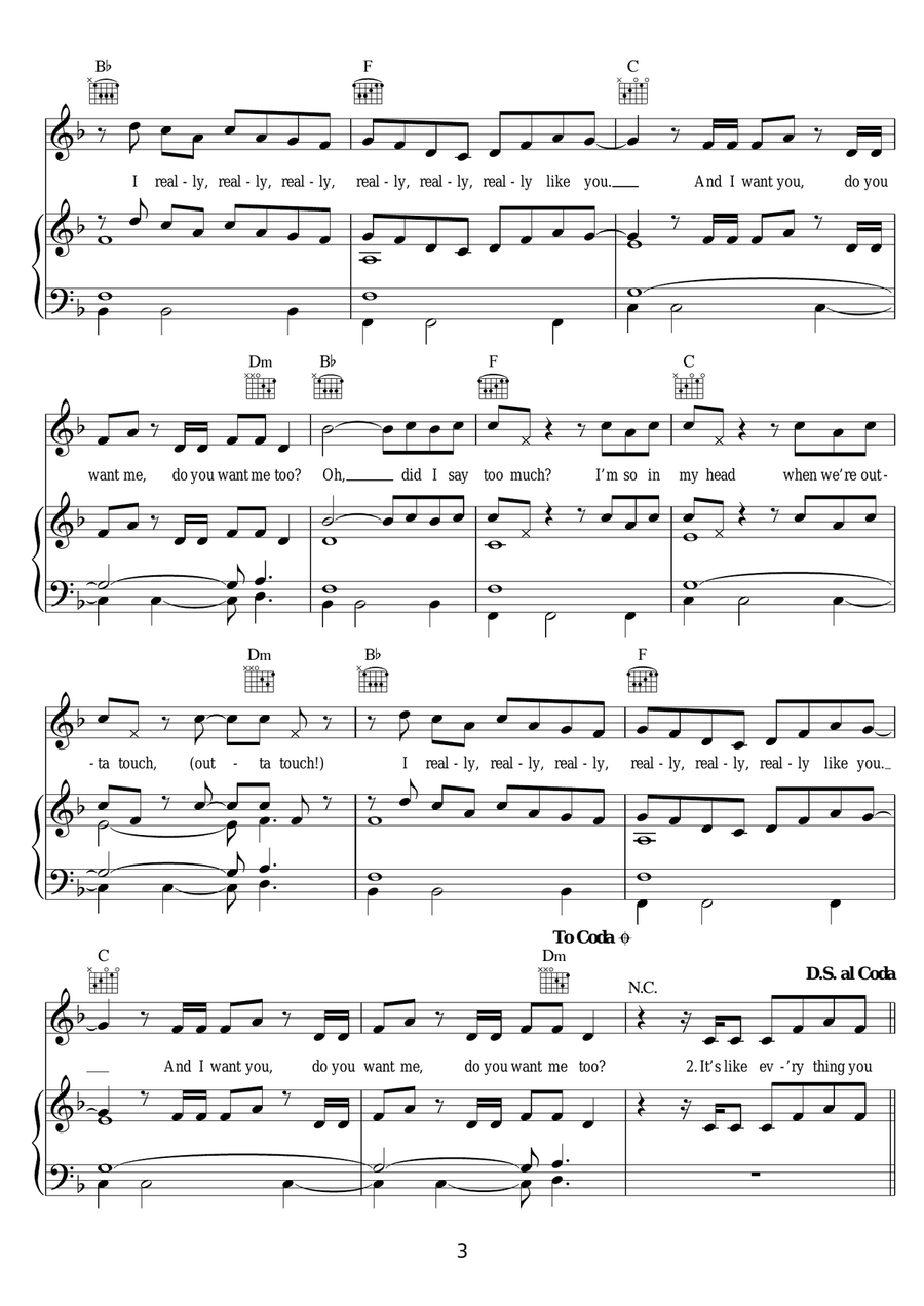 I Really Like You I Really Like You Piano, Vocal scores gallery preview page 3