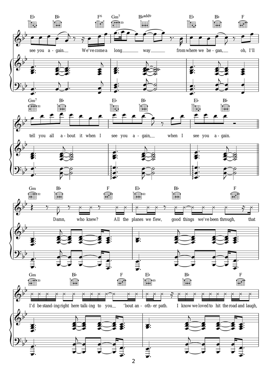See You Again (featuring Charlie Puth) Piano, Vocal scores gallery preview page 2