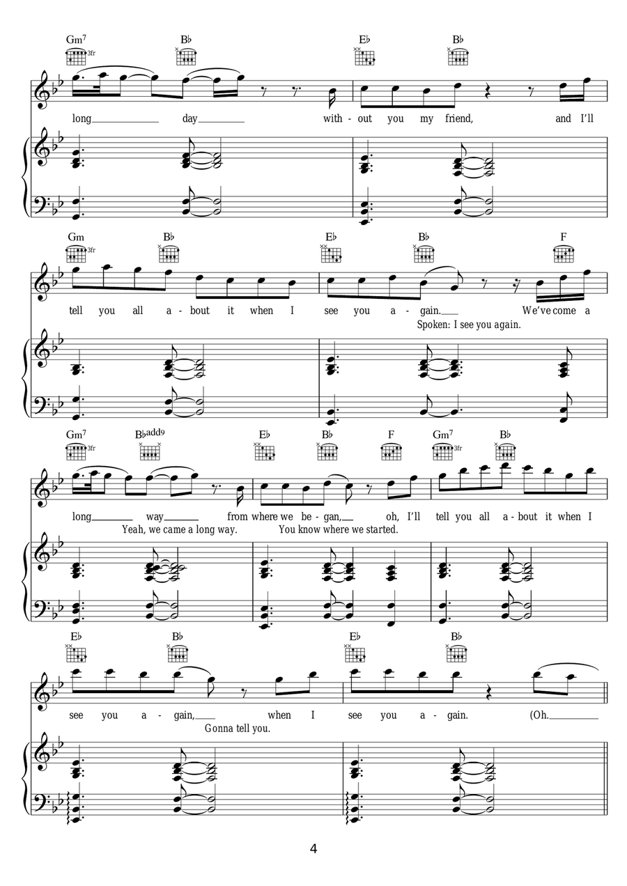 See You Again (featuring Charlie Puth) Piano, Vocal scores gallery preview page 4