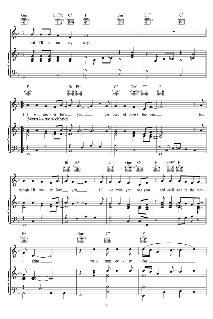We'll Sing In The Sunshine Piano, Vocal scores gallery preview page 2