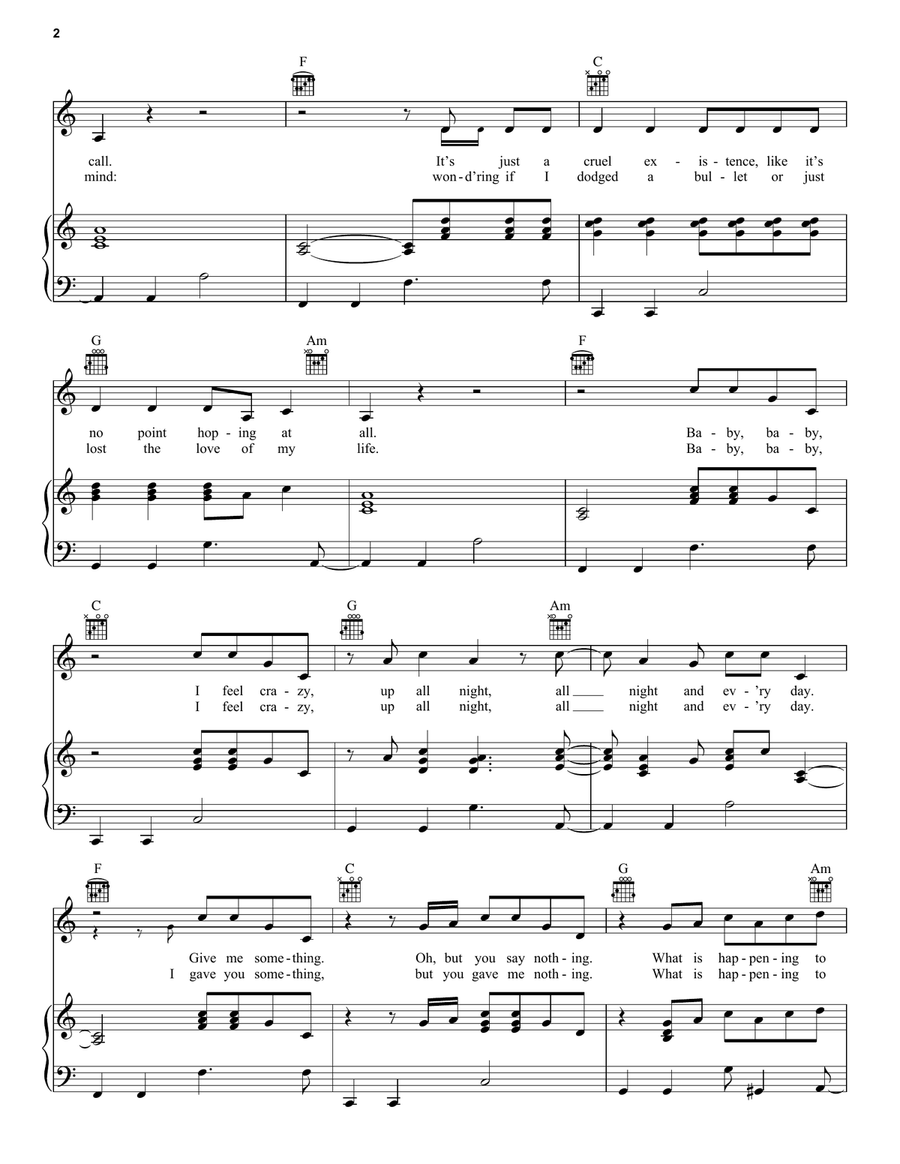 I Don't Wanna Live Forever Piano, Vocal, Guitar scores gallery preview page 2