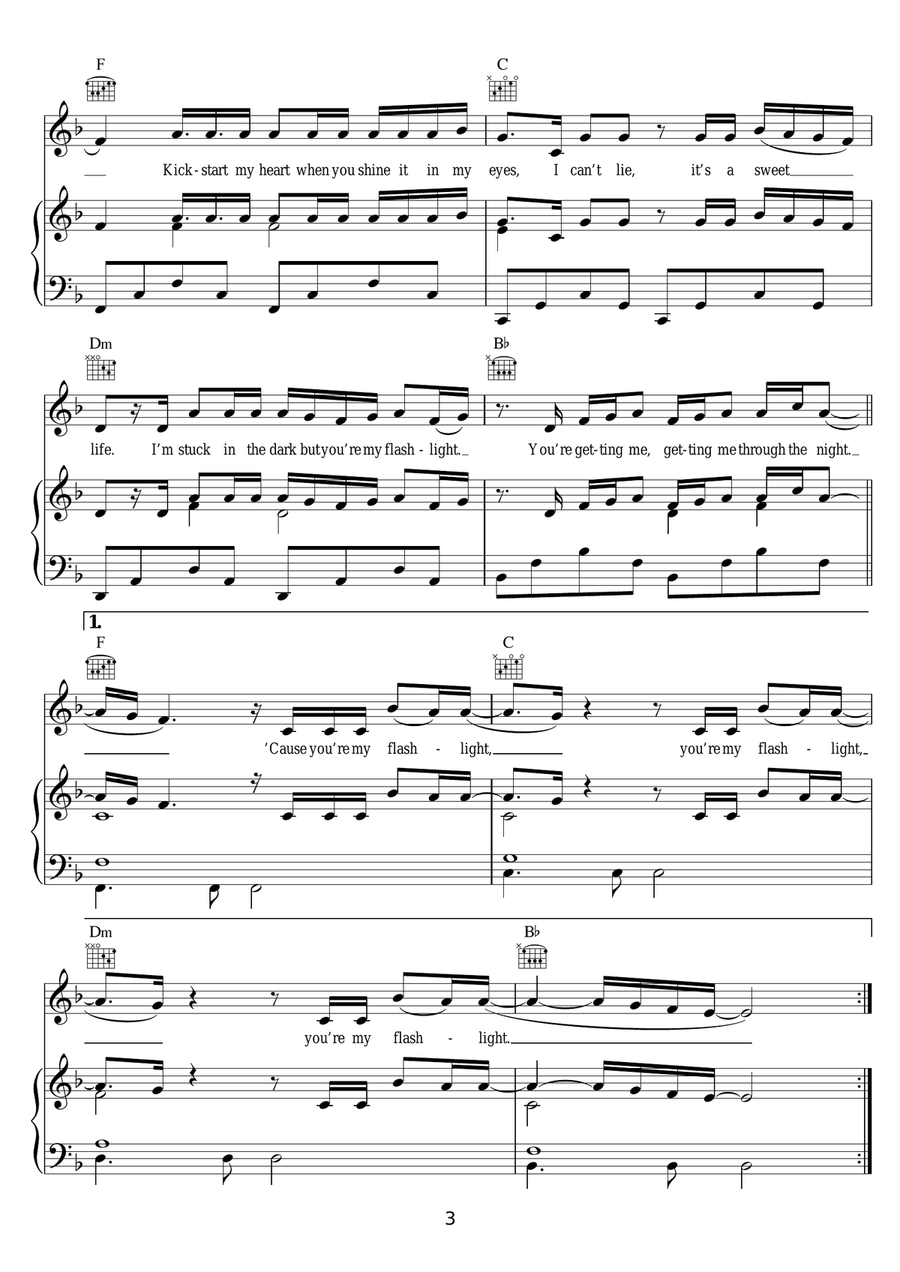 Flashlight (from Pitch Perfect 2) Piano, Vocal scores gallery preview page 3