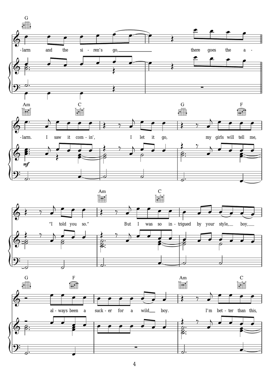 Alarm Alarm Piano, Vocal scores gallery preview page 4