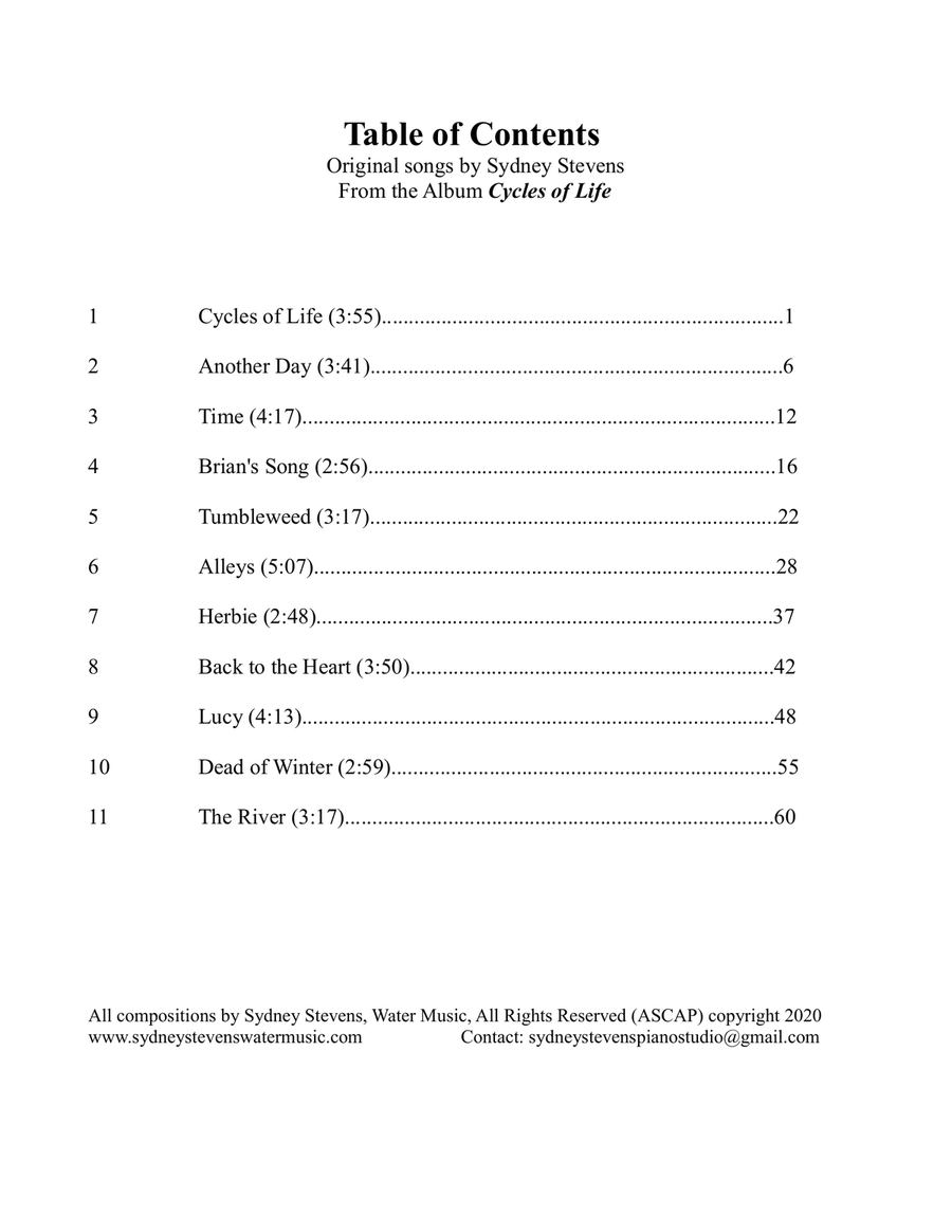 Cycles of Life Songbook Piano, Vocal scores gallery preview page 2