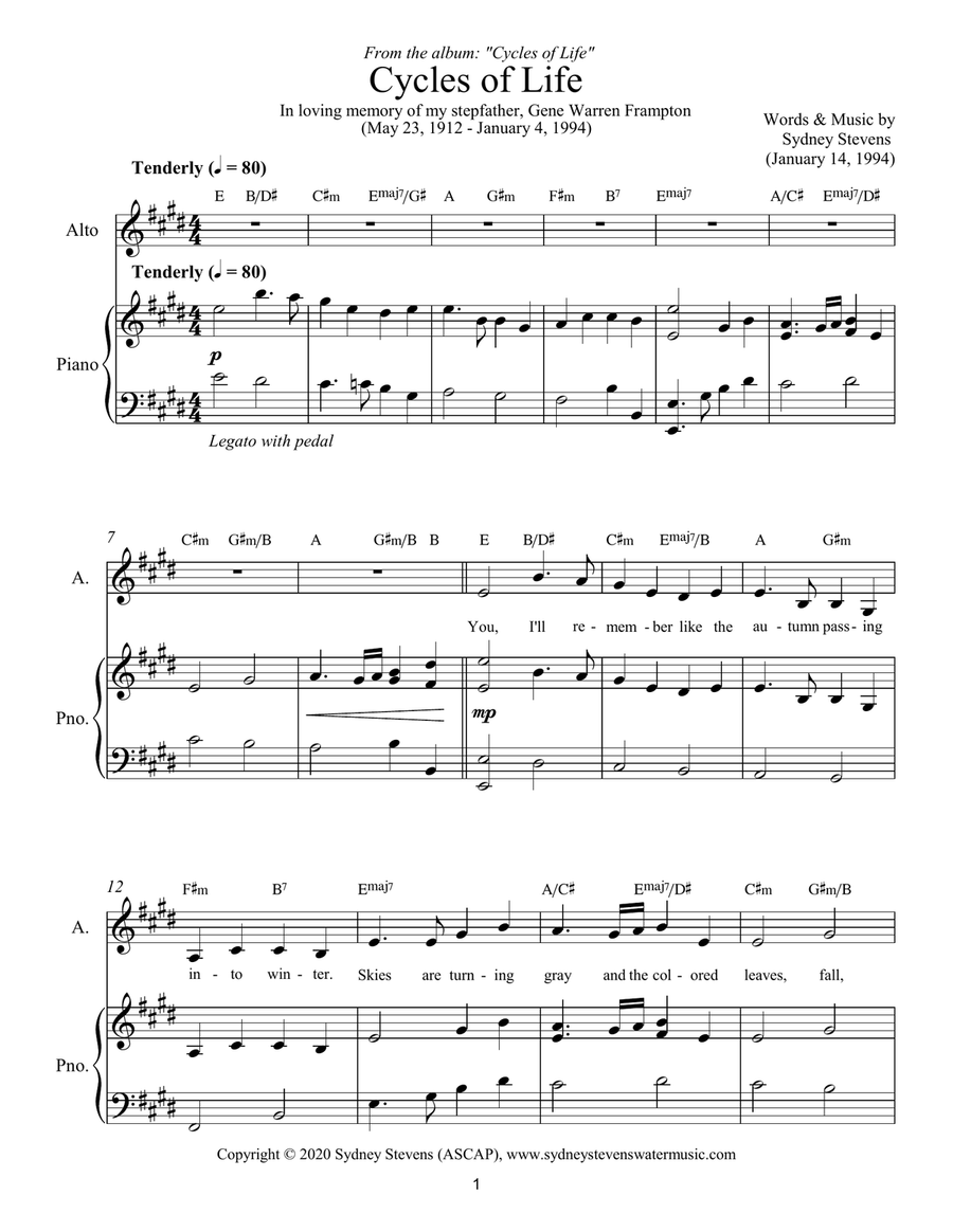 Cycles of Life Songbook Piano, Vocal scores gallery preview page 3