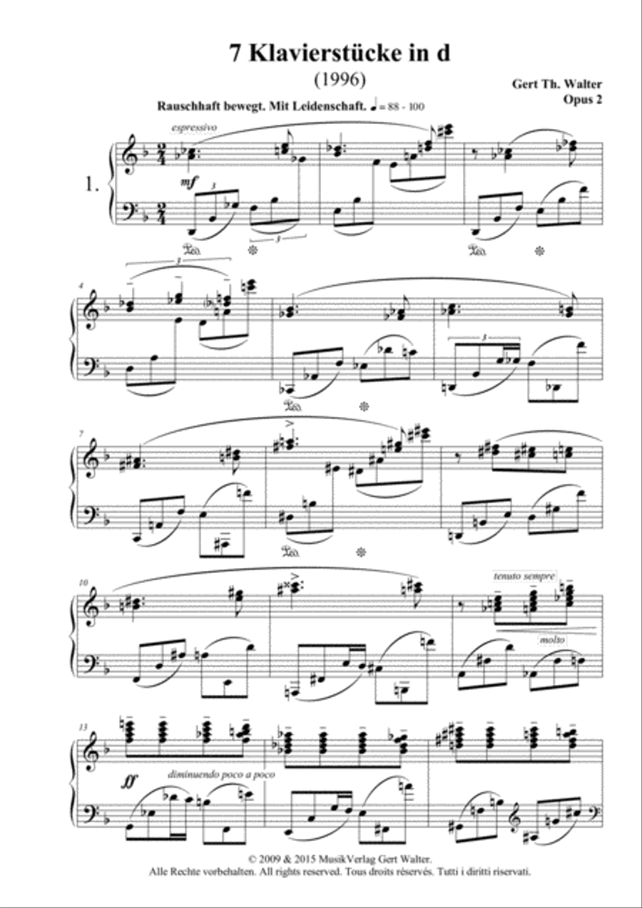 7 Pieces for Piano Piano Solo scores gallery preview page 1