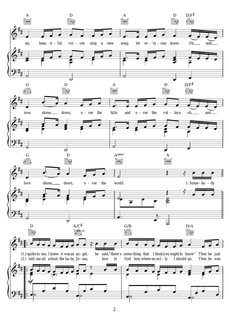 Love Shone Down Piano, Vocal scores gallery preview page 2