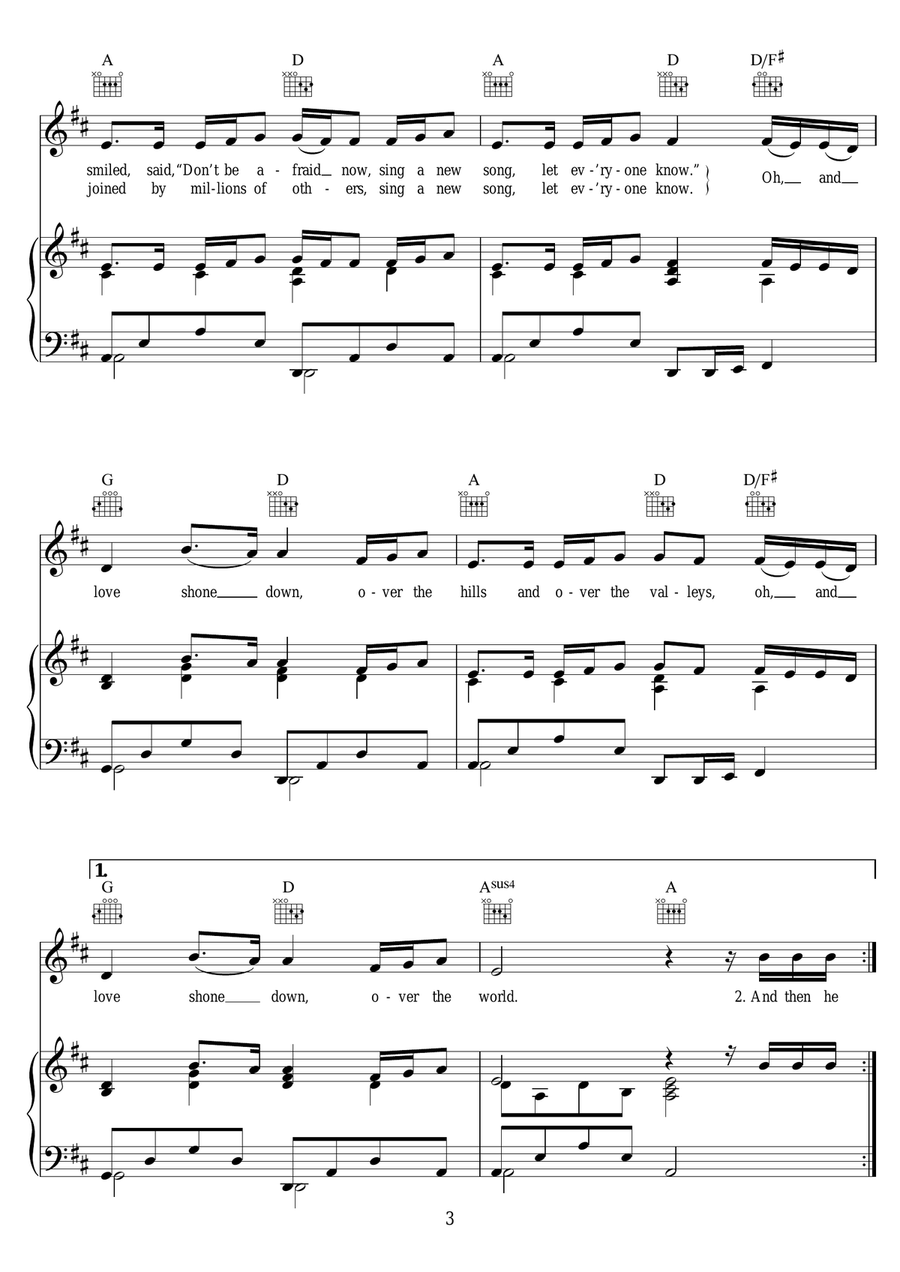 Love Shone Down Piano, Vocal scores gallery preview page 3